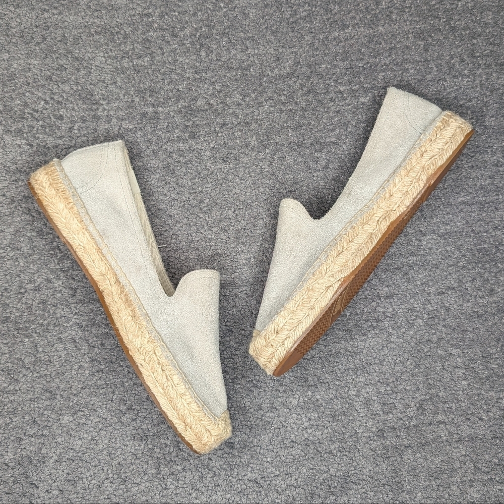 Soludos Suede Espadrille Platform Smoking Slippers Grey Women's 7.5 - Picture 8 of 12